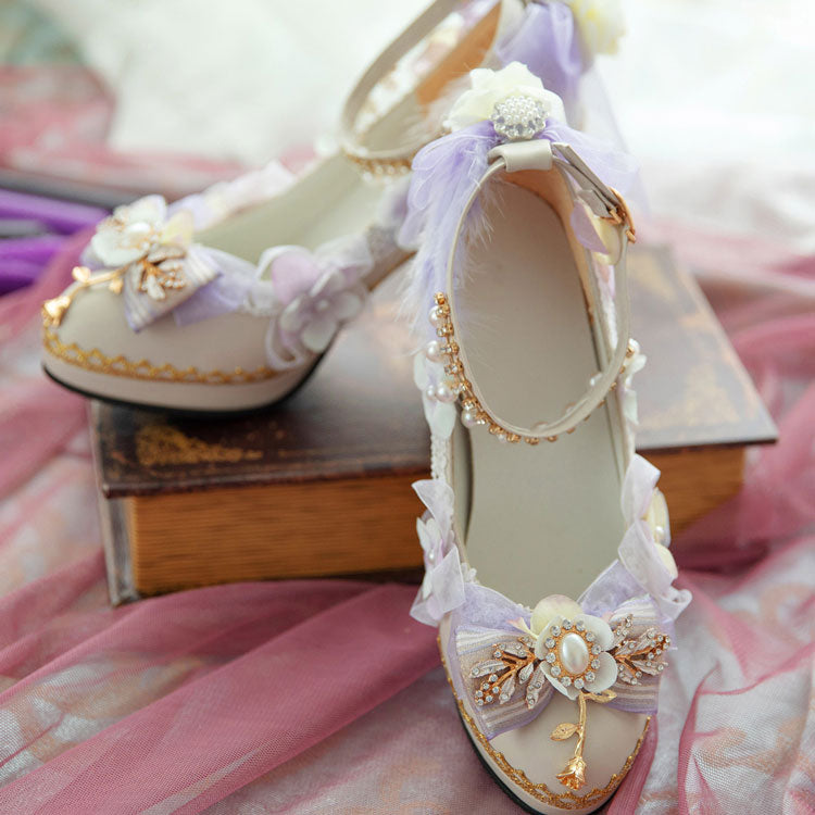 Purple Flower Pearl Shoes SE23335