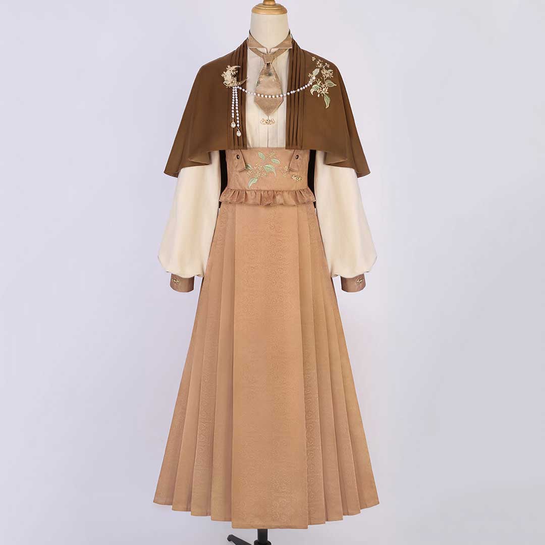 Floral Cape Suspender Skirt Set SE23062