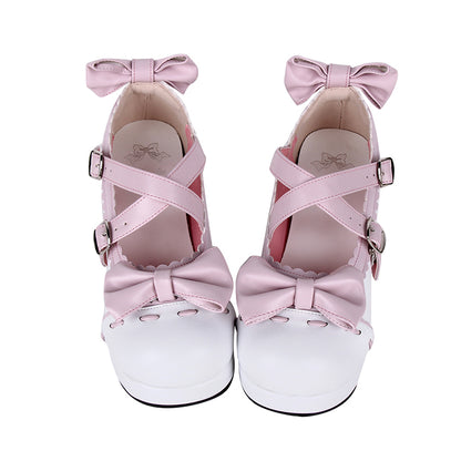 Lolita Bow White Heels Shoes SE23121