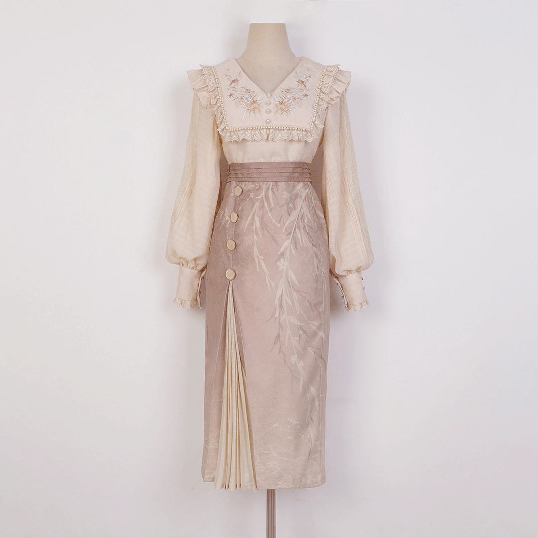 Lace Flower Shirt Skirt Set SE23065