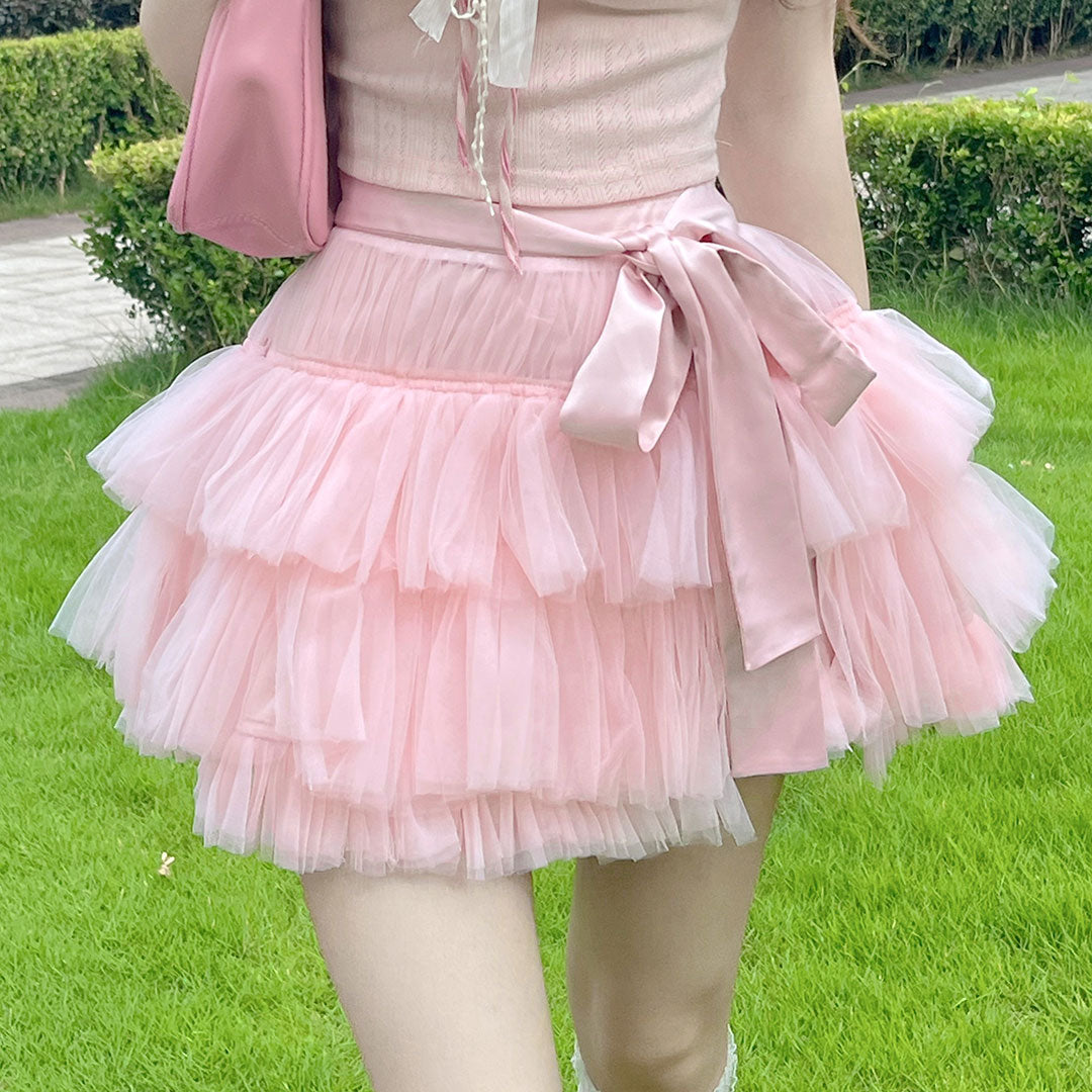 Lace Bow Gauze Skirt SE23076