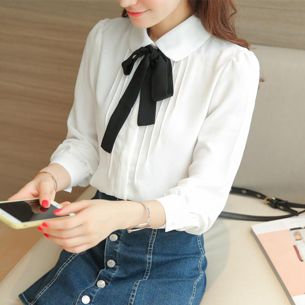 Bowknot Tie Sweet Chiffon Blouse SE3688