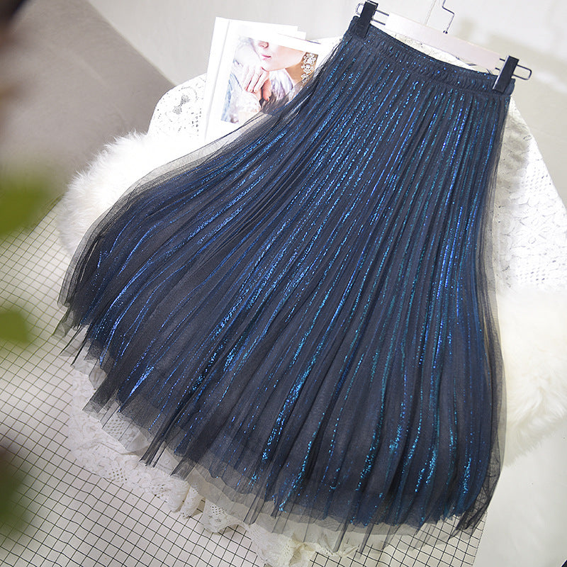 Japanese Sequin Mesh Pleated Skirt SE20369