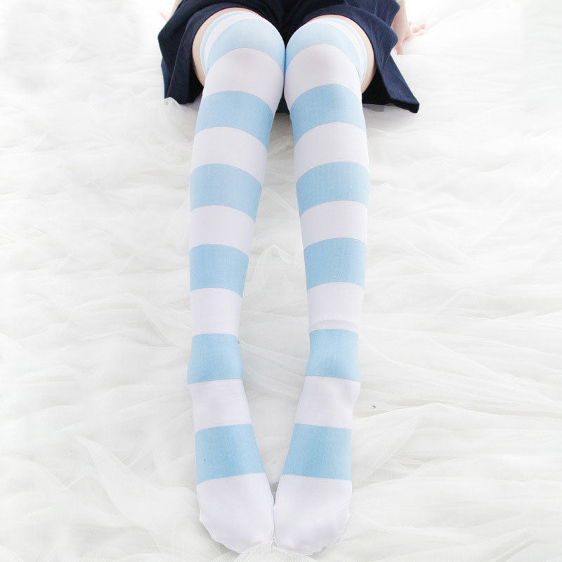 Lolita Over Knee Socks Strip Kawaii Cat Paw JK Stockings SE22459