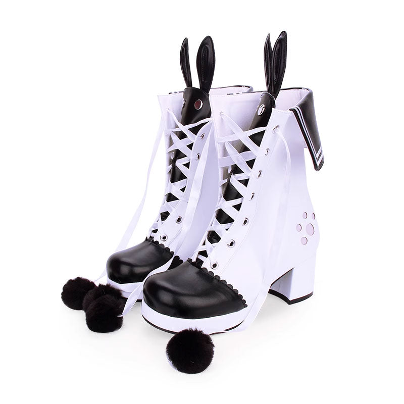 Kawaii Rabbit Ear Chunky Heel Lolita Boots