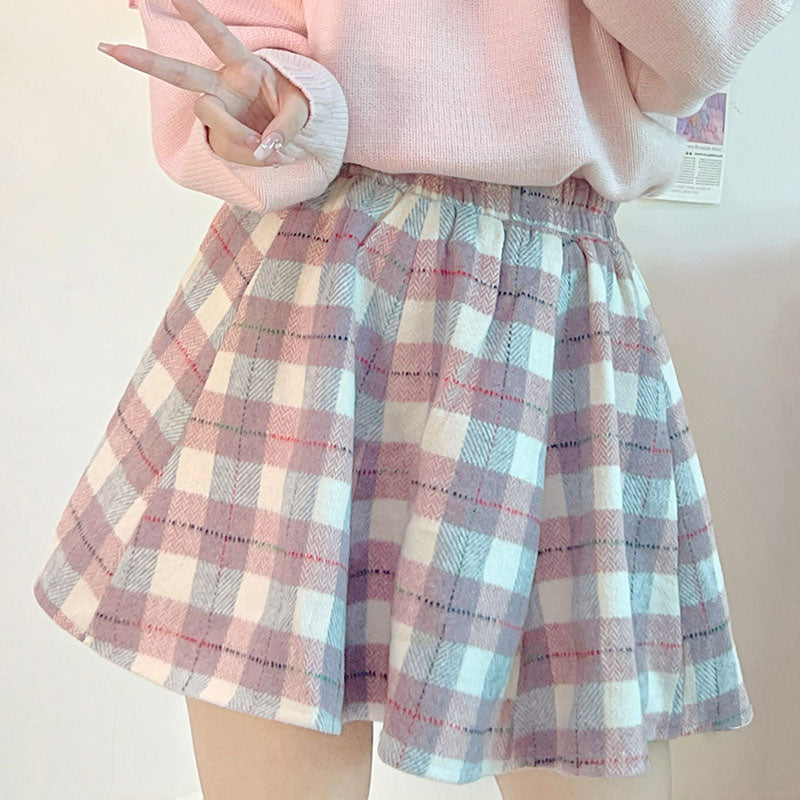 Soft Plaid Woolen Skirt SE22464