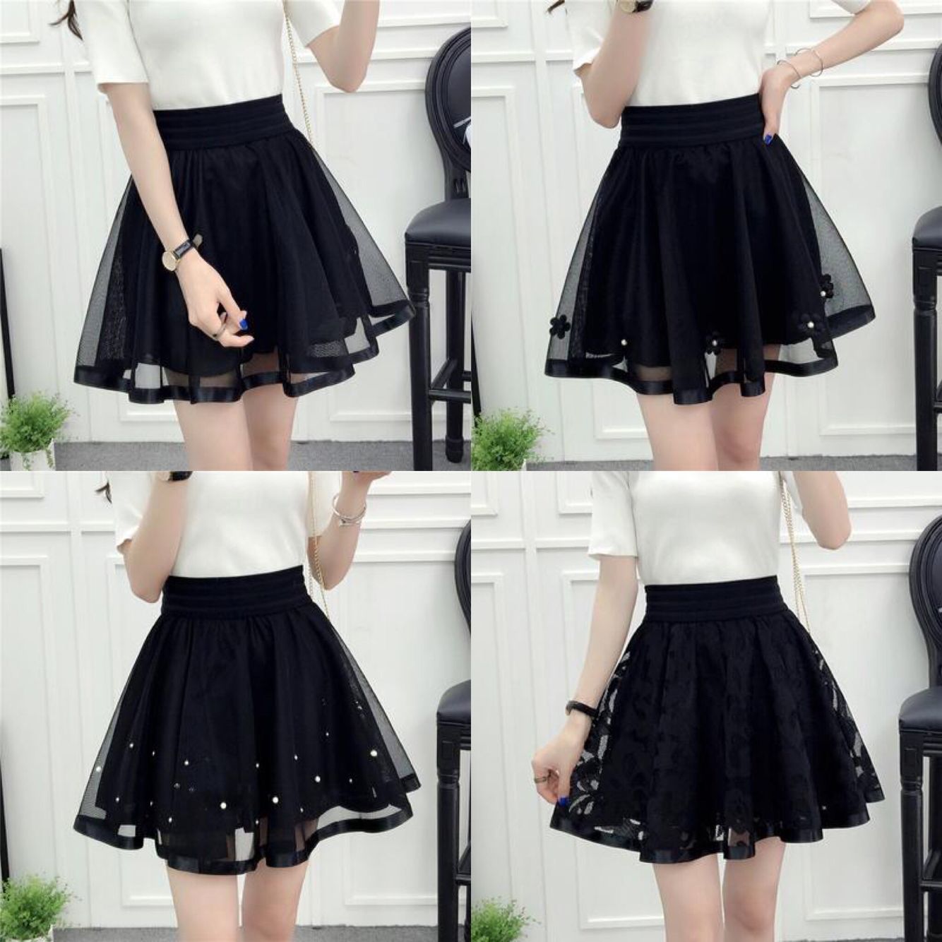 Black Tall Waist Tutu Skirt SE10043