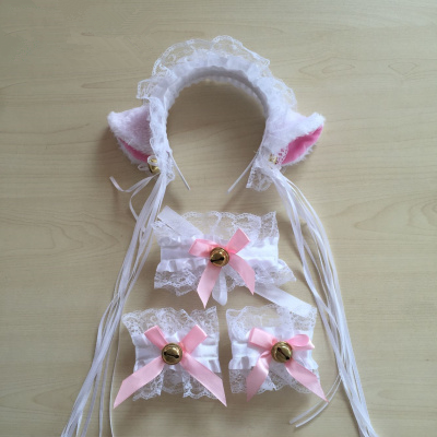Cute kawaii lace cat ear hair band three-piece SE9402