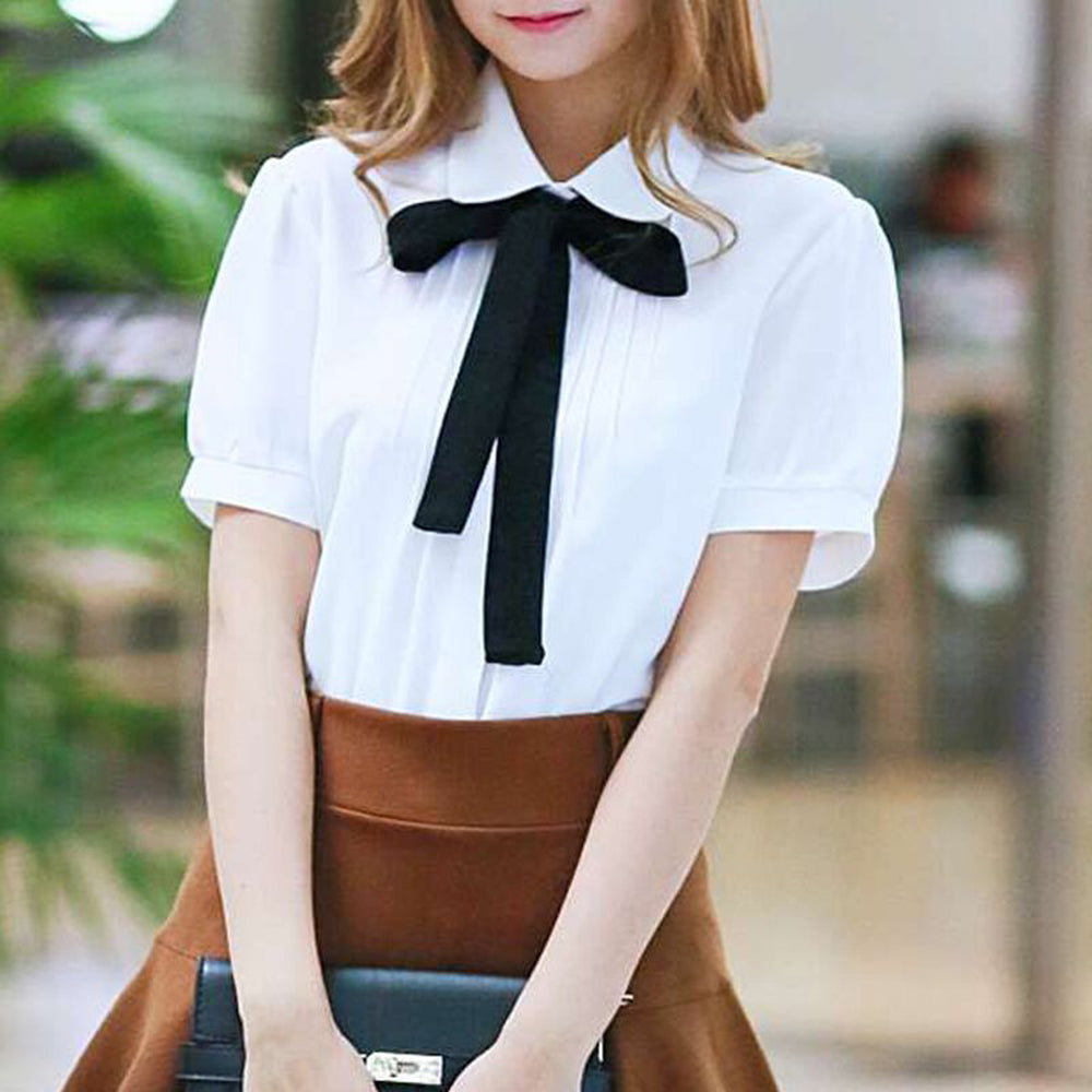 Bowknot Tie Sweet Chiffon Blouse SE3688