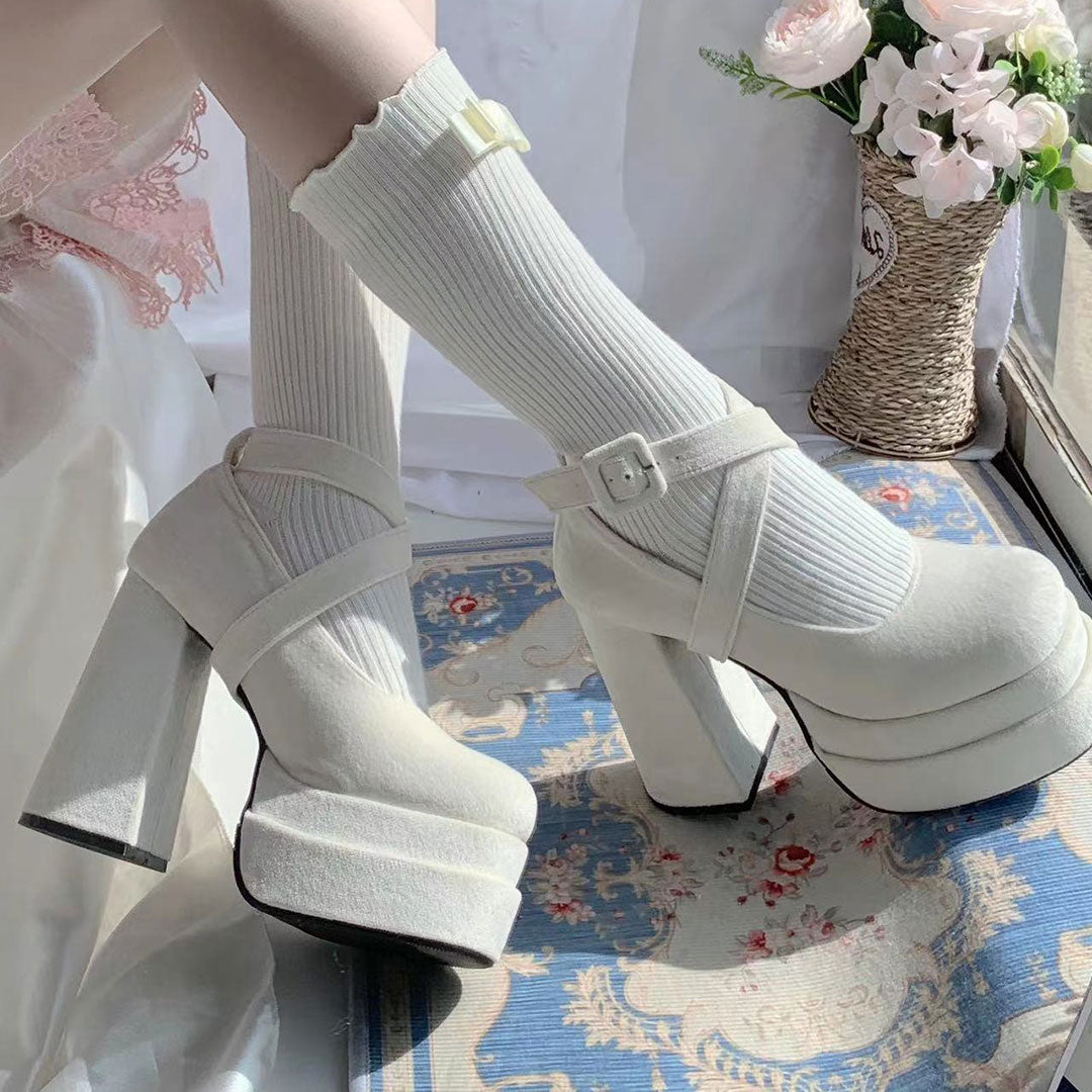 Bow Velvet High Heels Shoes SE23084