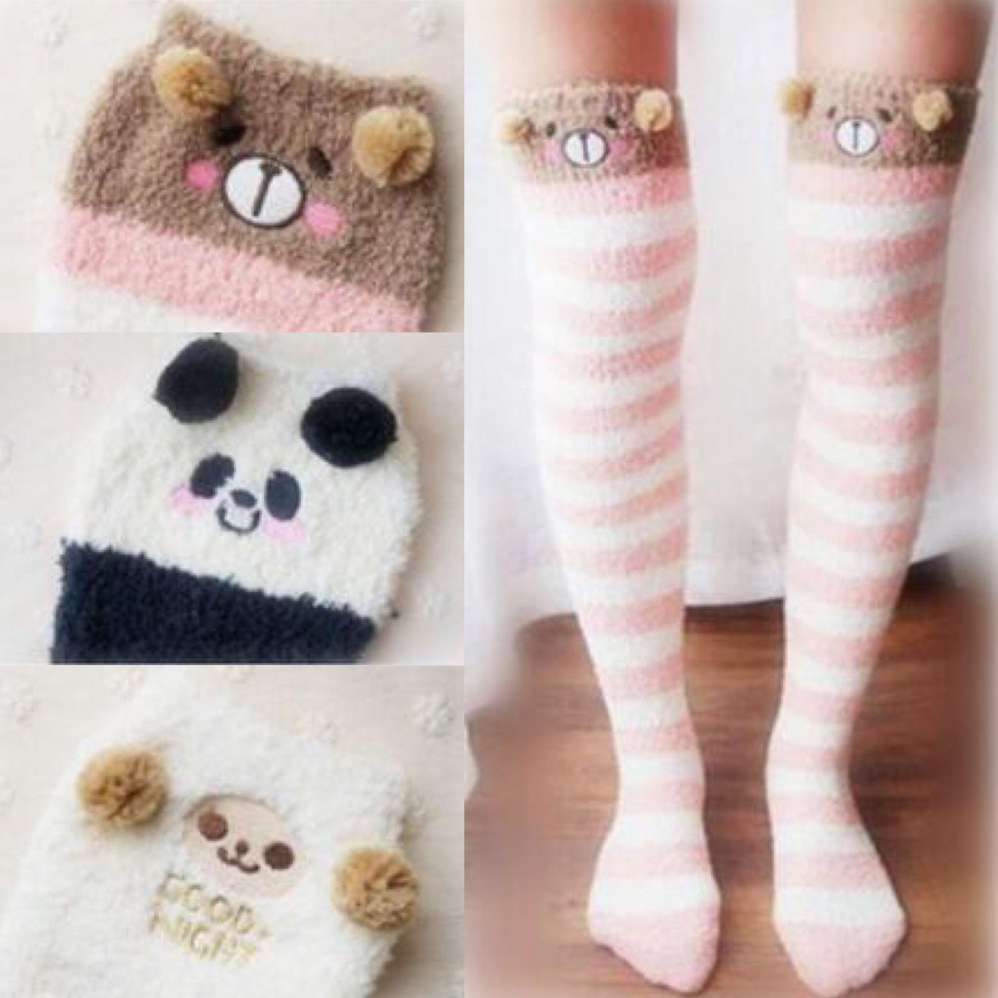 2017 fashion sweet students cartoon coral velvet stockings SE5994