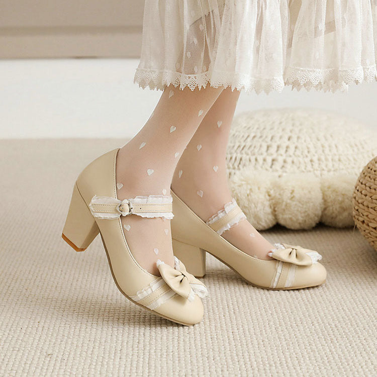 Lolita Lace Bow Heels Shoes SE23032