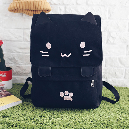 Cute Kawaii Cat Canvas Backpack SE9629