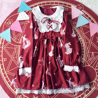 Red/White Bunny Printed Dress SE10577