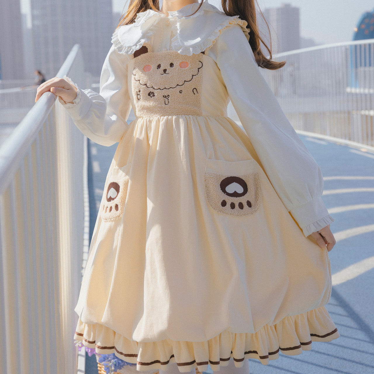 Bear Corduroy Overall Dress SE22607