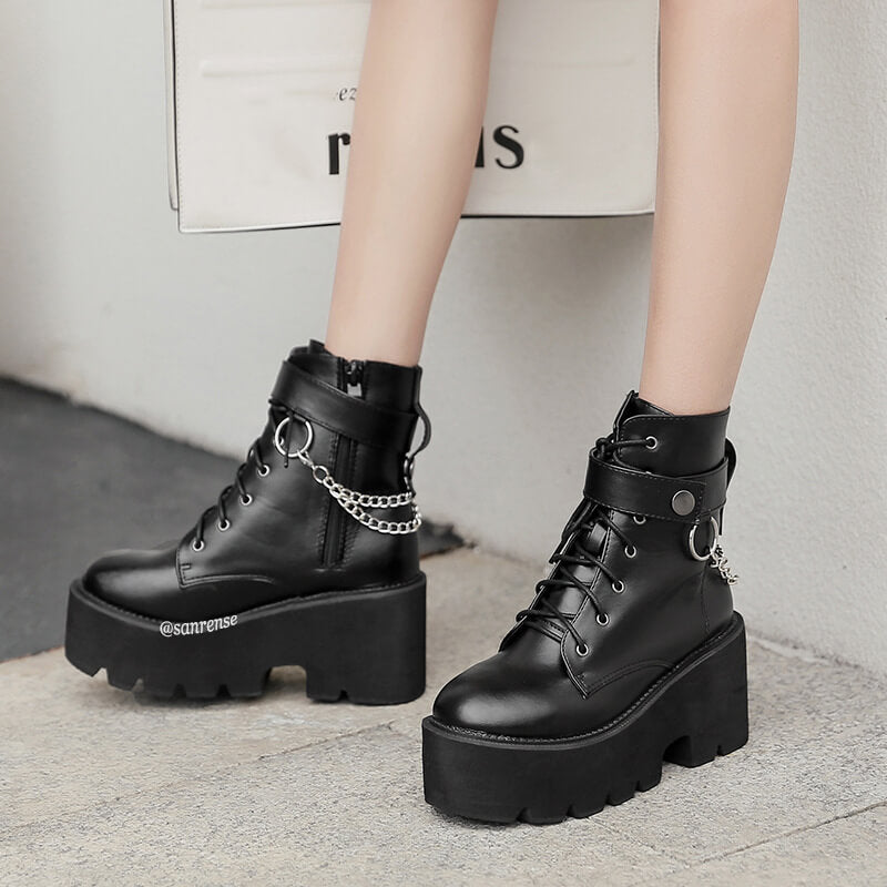 Black Heel Platform Boots SE21135