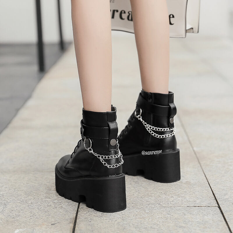 Black Heel Platform Boots SE21135