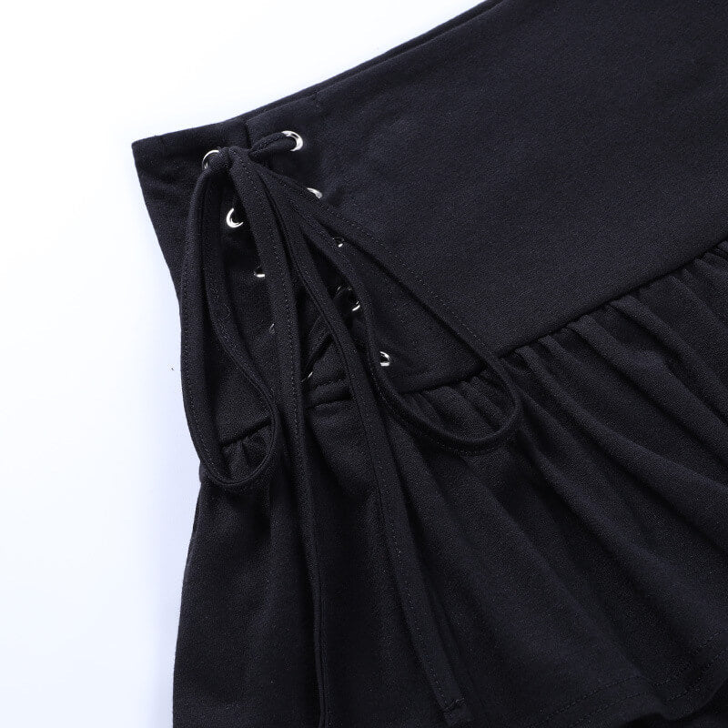 Black Lace-up Skirt SE21957