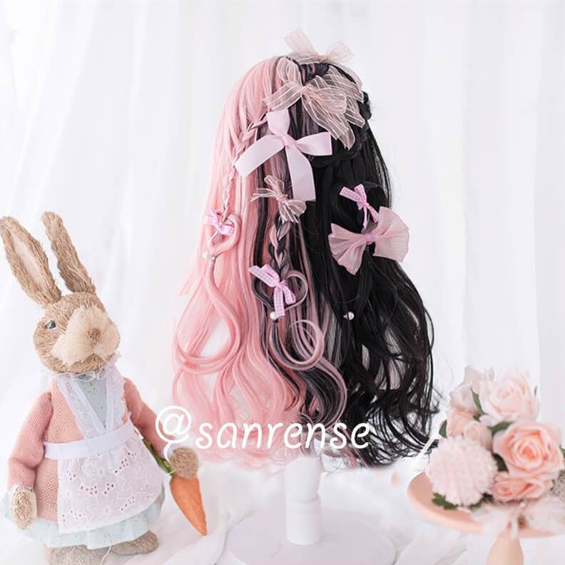 Black Mixed Pink Ombre Cosplay Wigs SE20911