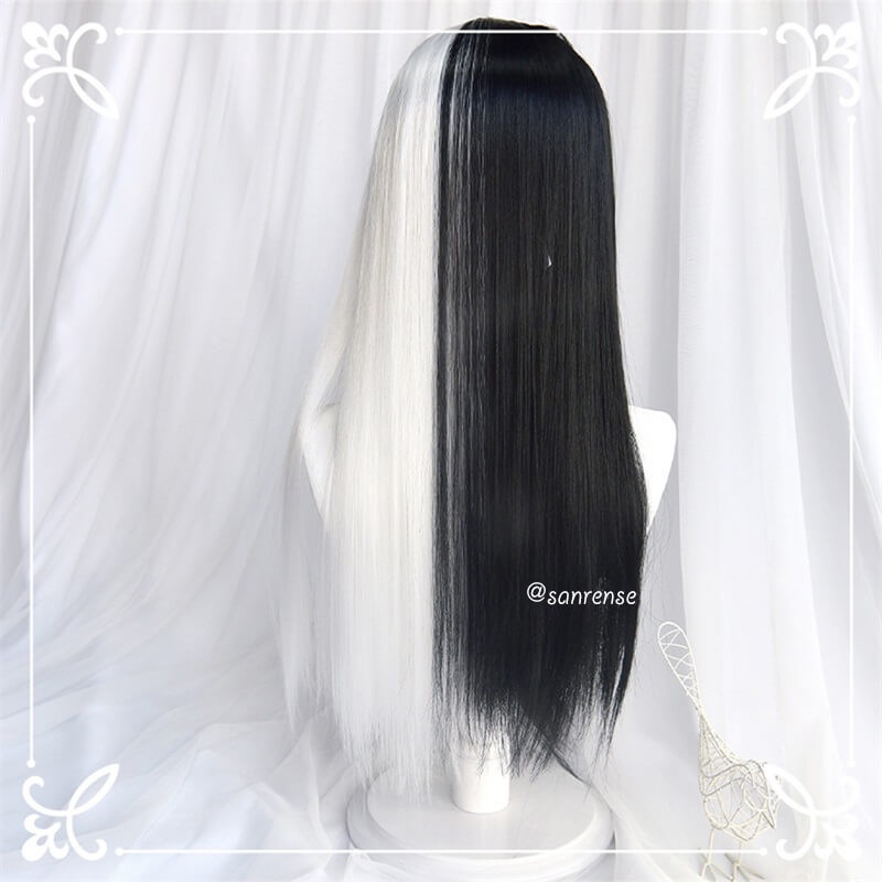 Black Mixed White Ombre Wigs SE21012