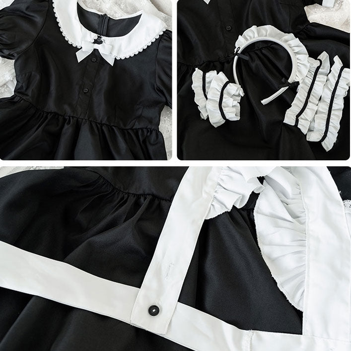 Black White Maid Bow Dress SE22246