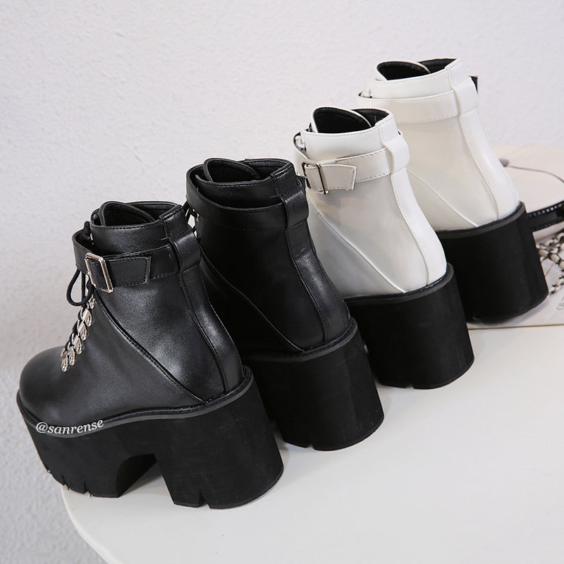 Black/White Combat Boots SE21146