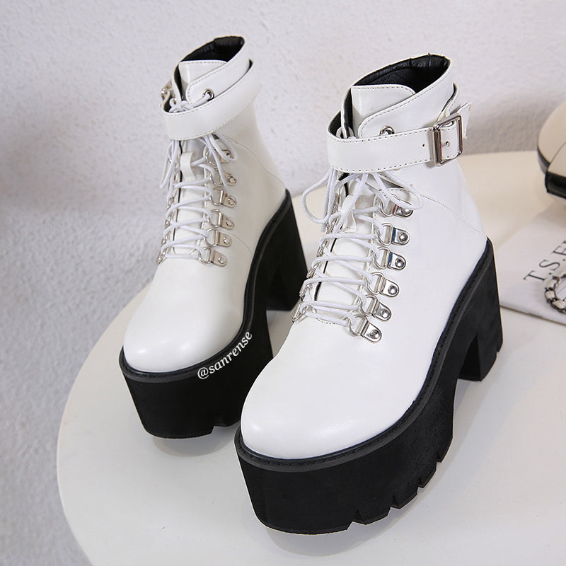 Black/White Combat Boots SE21146