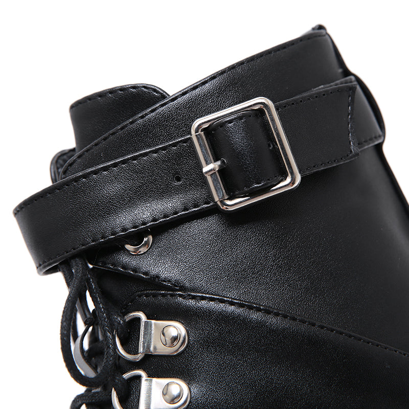 Black/White Combat Boots SE21146