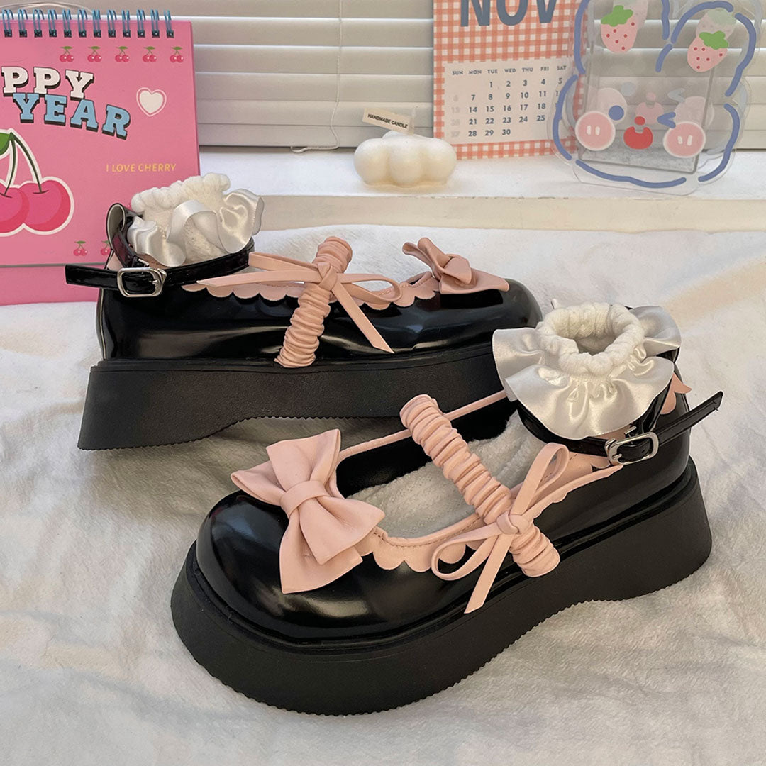 Bow Black Platform Shoes SE22634