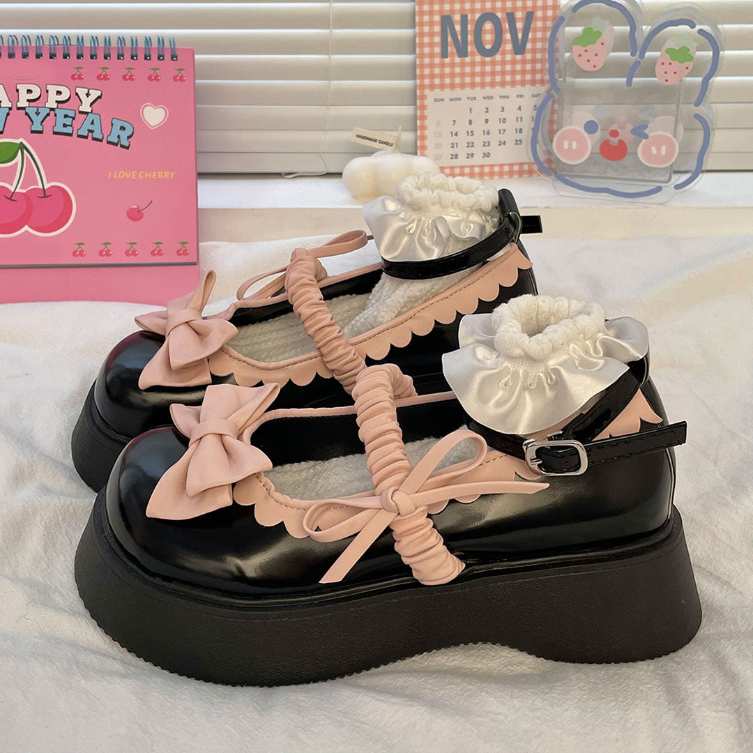 Bow Black Platform Shoes SE22634