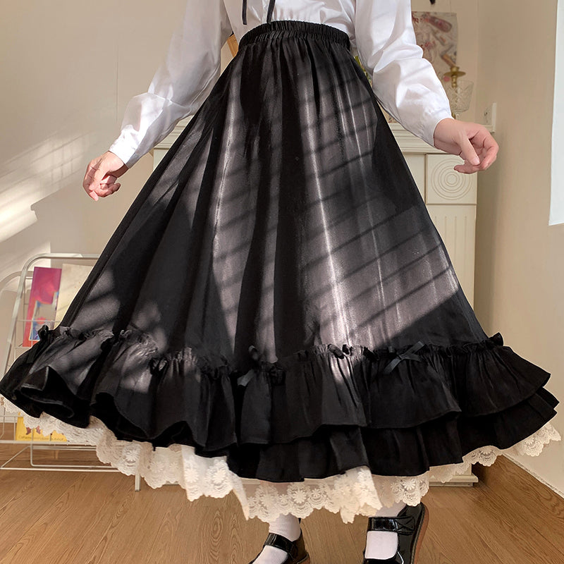 Black Bow Flower Skirt Set SE23221