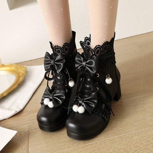 Bow Lace Flower Boots SE22013