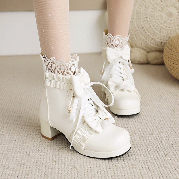 Bow Lace Flower Boots SE22013