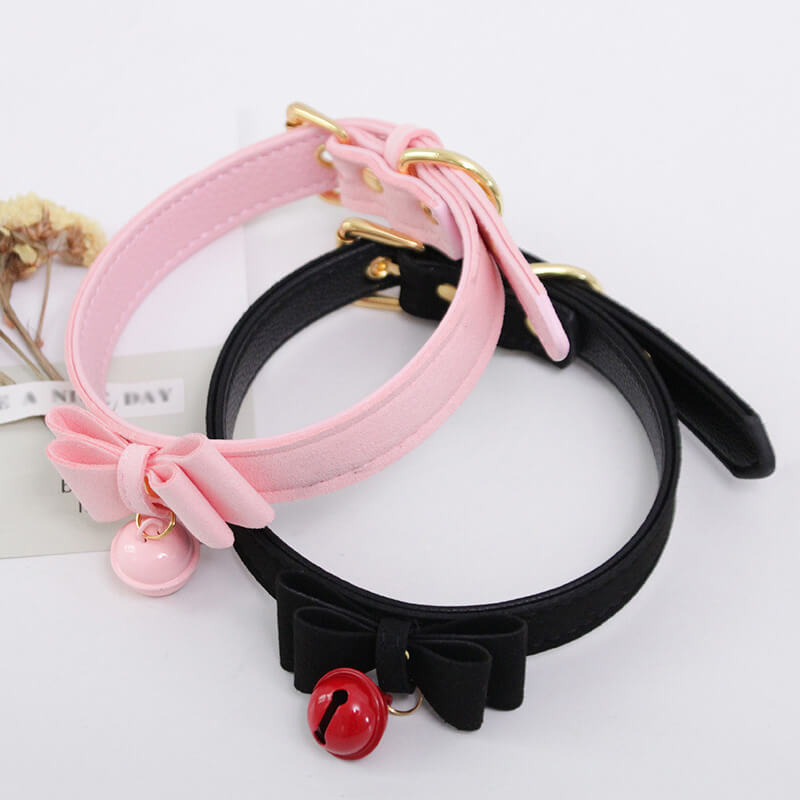 Bow Leather Buckle Bell Necklace SE21603