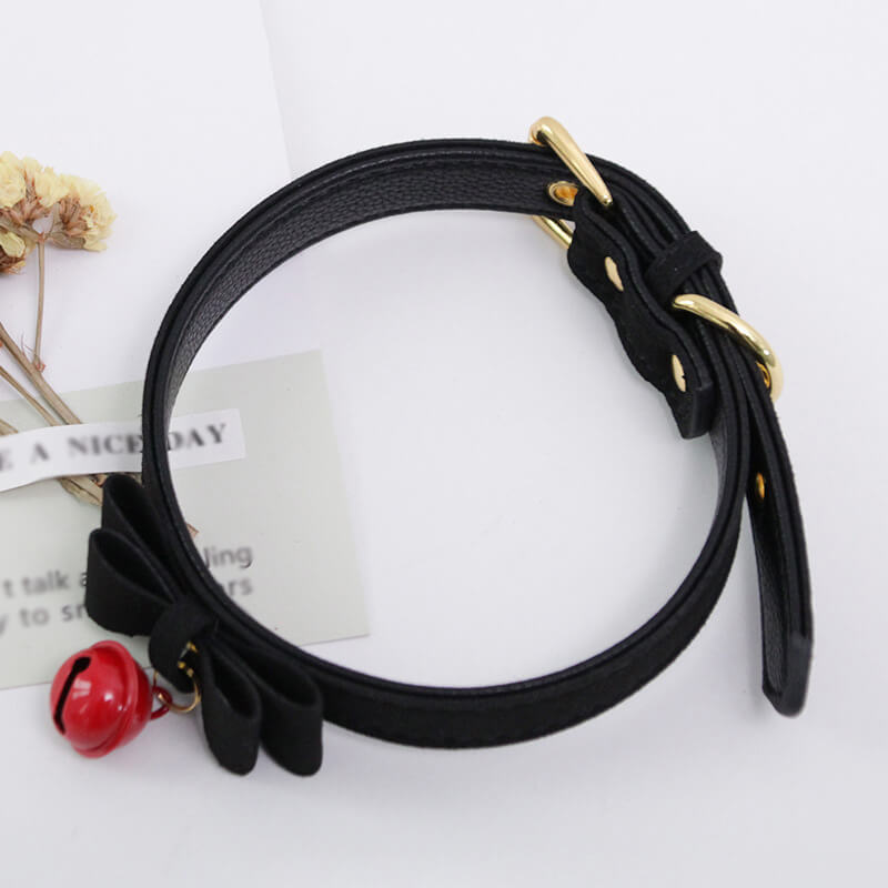 Bow Leather Buckle Bell Necklace SE21603