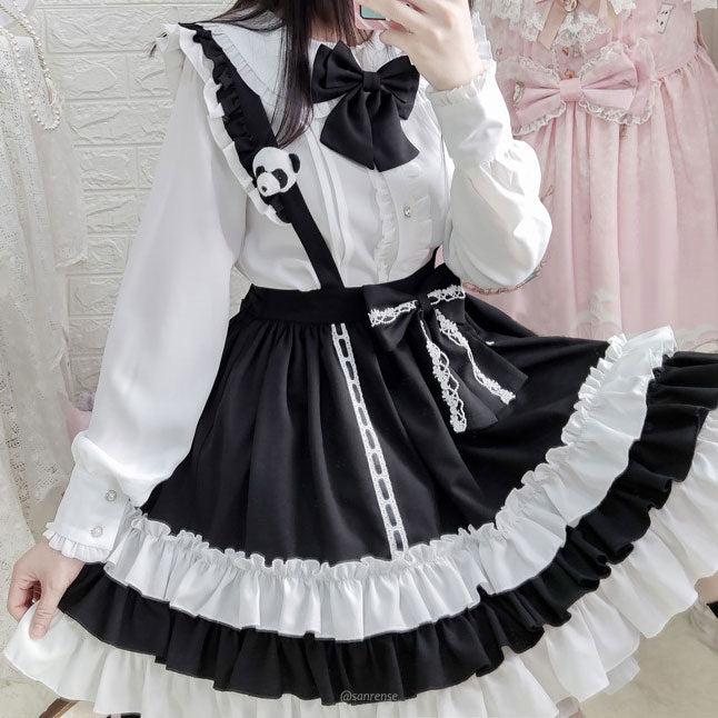 Bow Shirt Strap Skirt Set SE22372