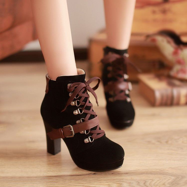 Buckle High Heel Boots SE4844