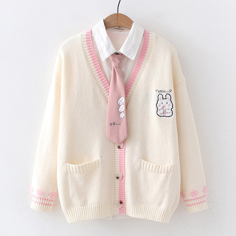 Bunny Cardigan Sweater Shirt Set SE21869