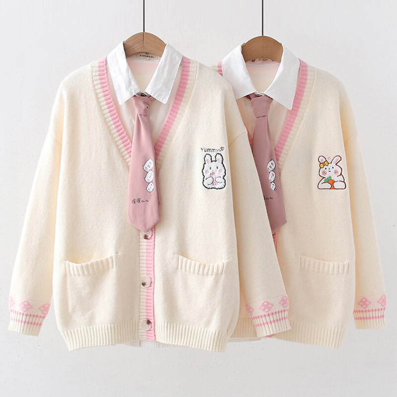 Bunny Cardigan Sweater Shirt Set SE21869