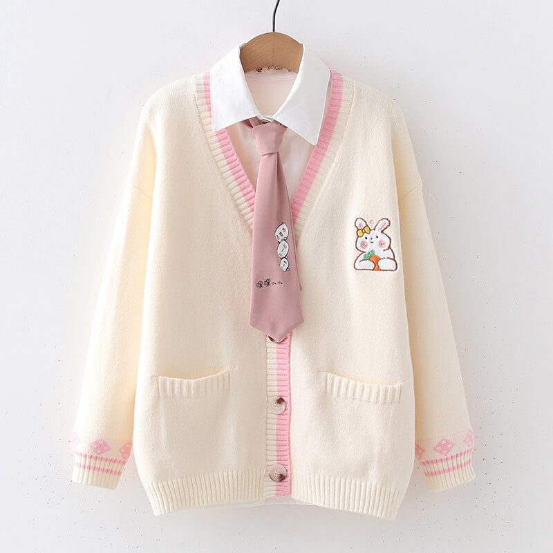 Bunny Cardigan Sweater Shirt Set SE21869