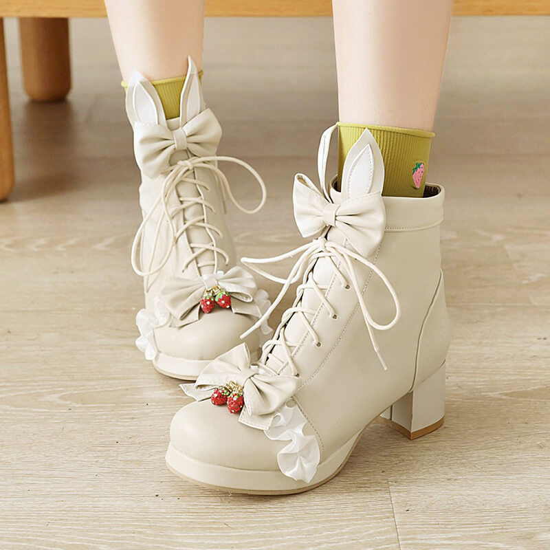 Bunny Strawberry Bow Boots SE21900