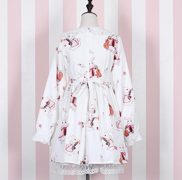 Red/White Bunny Printed Dress SE10577