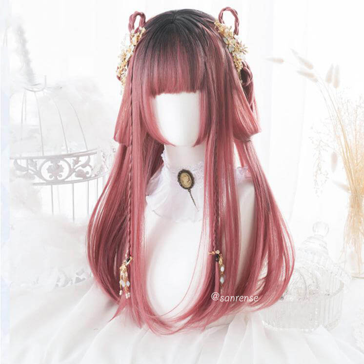 Lolita Black Mixed Pink Ombre Wavy Wig SE21100