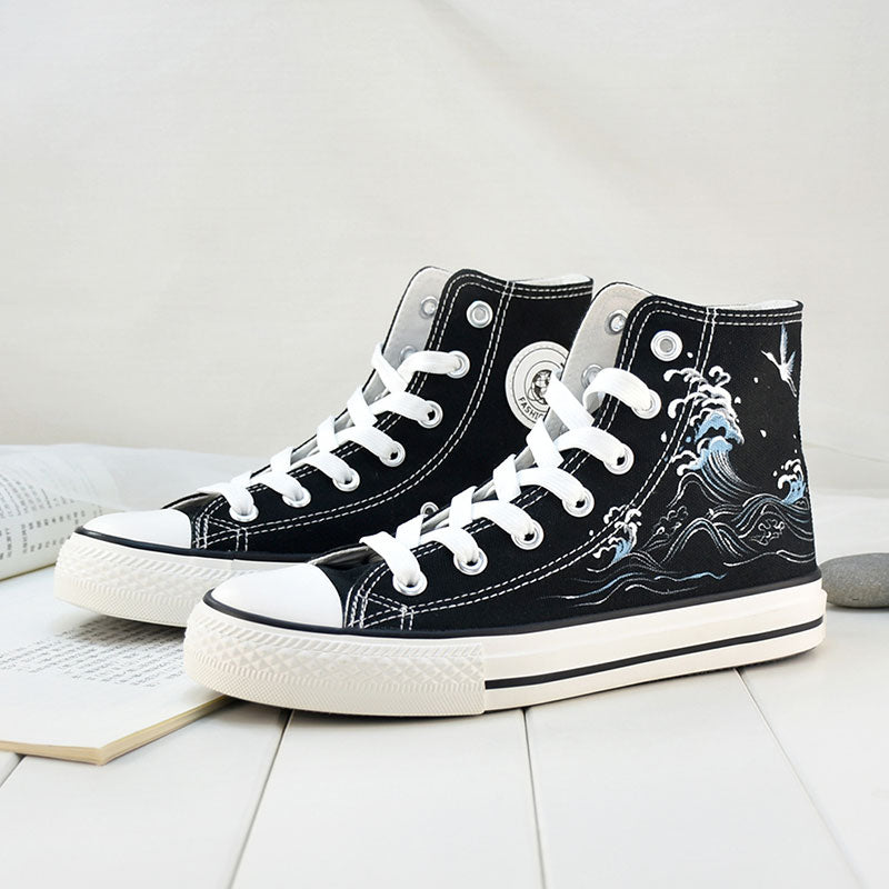 Crane Wave Hand Painted Shoes SE22529