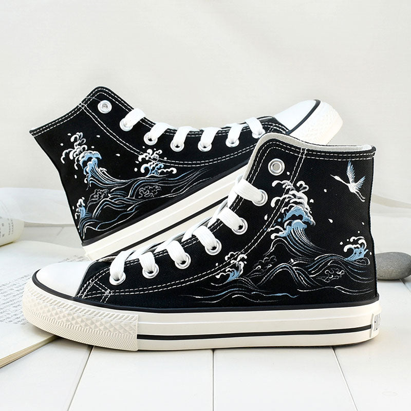 Crane Wave Hand Painted Shoes SE22529