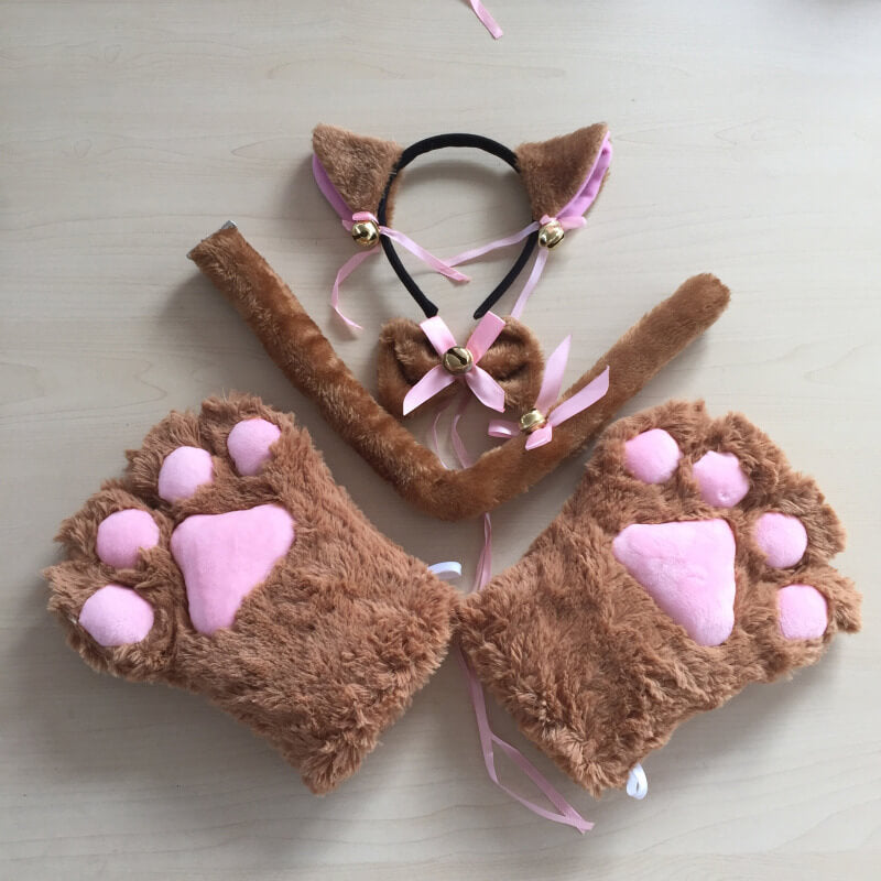 Cute Cosplay Cat Gloves Ear Set SE20555