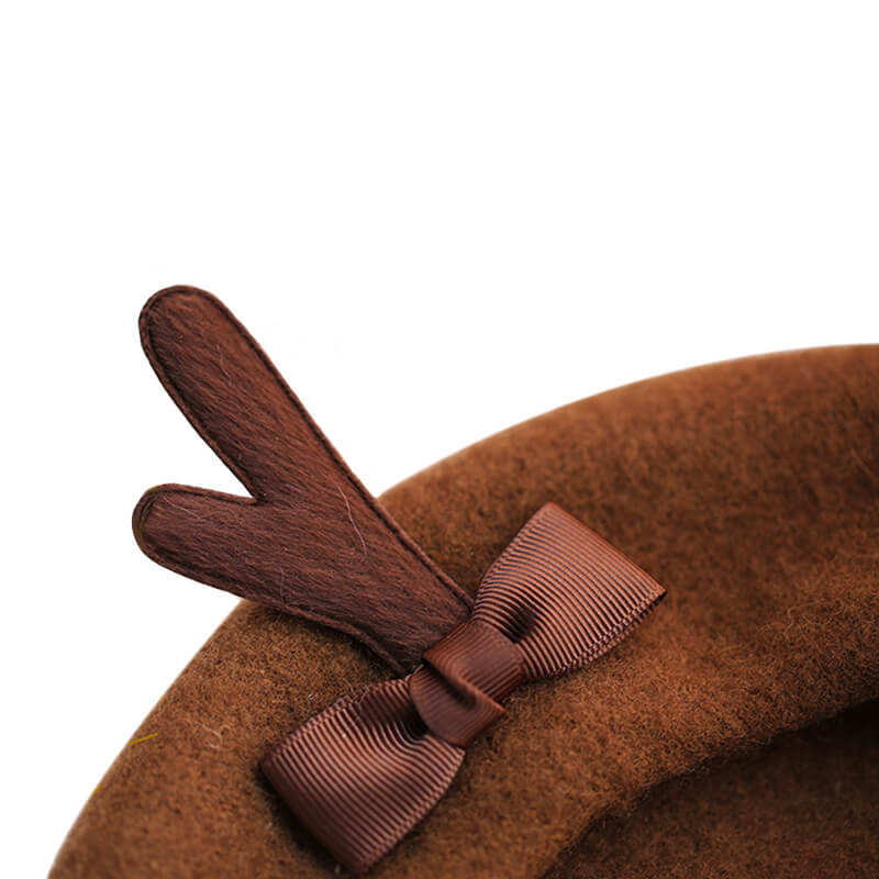 Cute Deer Horn Wool Berets Bowknot Cap SE20698