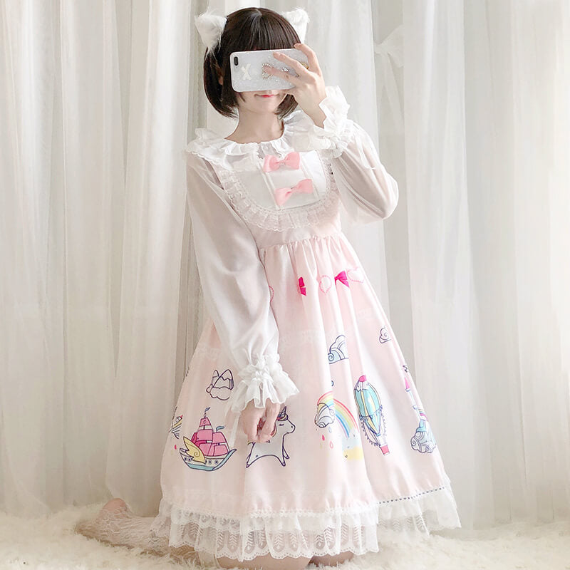 Cute Rainbow Unicorn Bow Dress SE20501