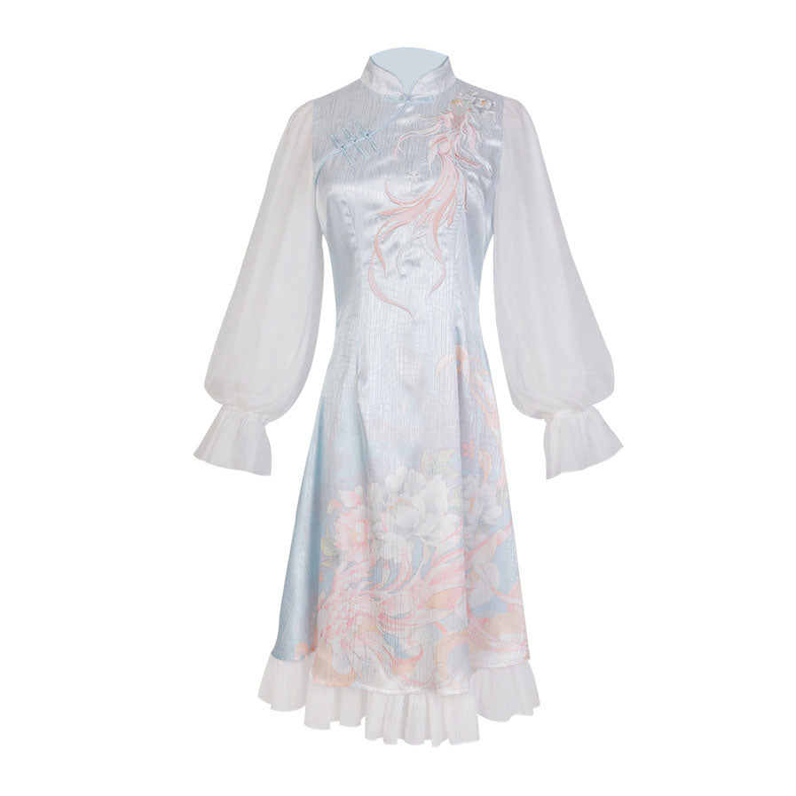 Embroidered Flower Cheongsam Dress SE22650