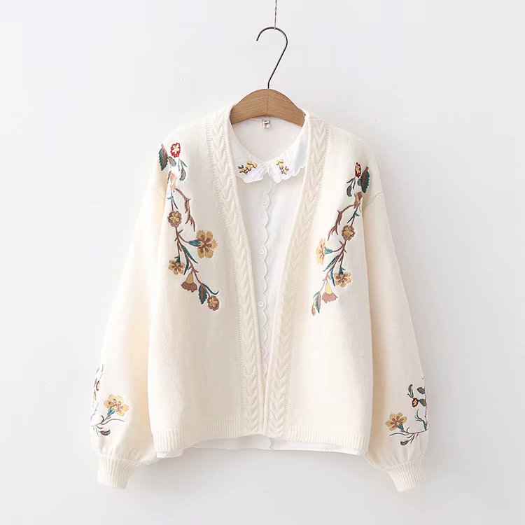Flower Embroidery Knitted Sweater SE21771